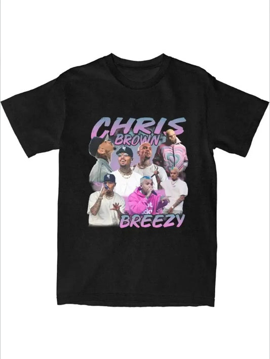 Chris Brown Bootleg Men Women T Shirt Hip Hop Homage Outfit Vintage Tee Shirt T-Shirts All Seasons Clothes